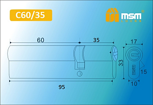 MSM Цилиндр перф. ключ-ключ , C 95 mm (60/35) РВ #170915